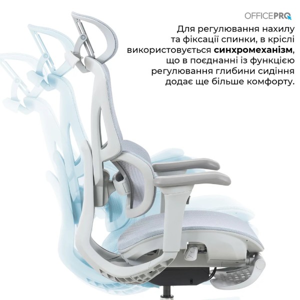 Фото - Кресло офисное OfficePro Elite OC950GLB Gray/Light Blue